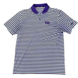 Nike TCU Horned Frogs Striped Polo Shirt Purple/White Men's Large Short Sleeve